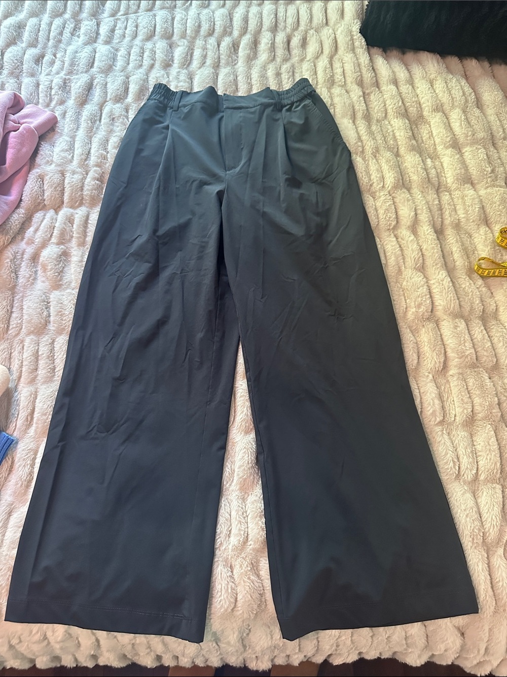 Alo Yoga High Pursuit Trousers Womens Small Anthracite Dark Gray Wide leg Pants